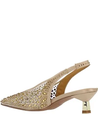 J. Renee Tressa Rhinestone Mesh Slingback Kitten Heel Dress Pumps