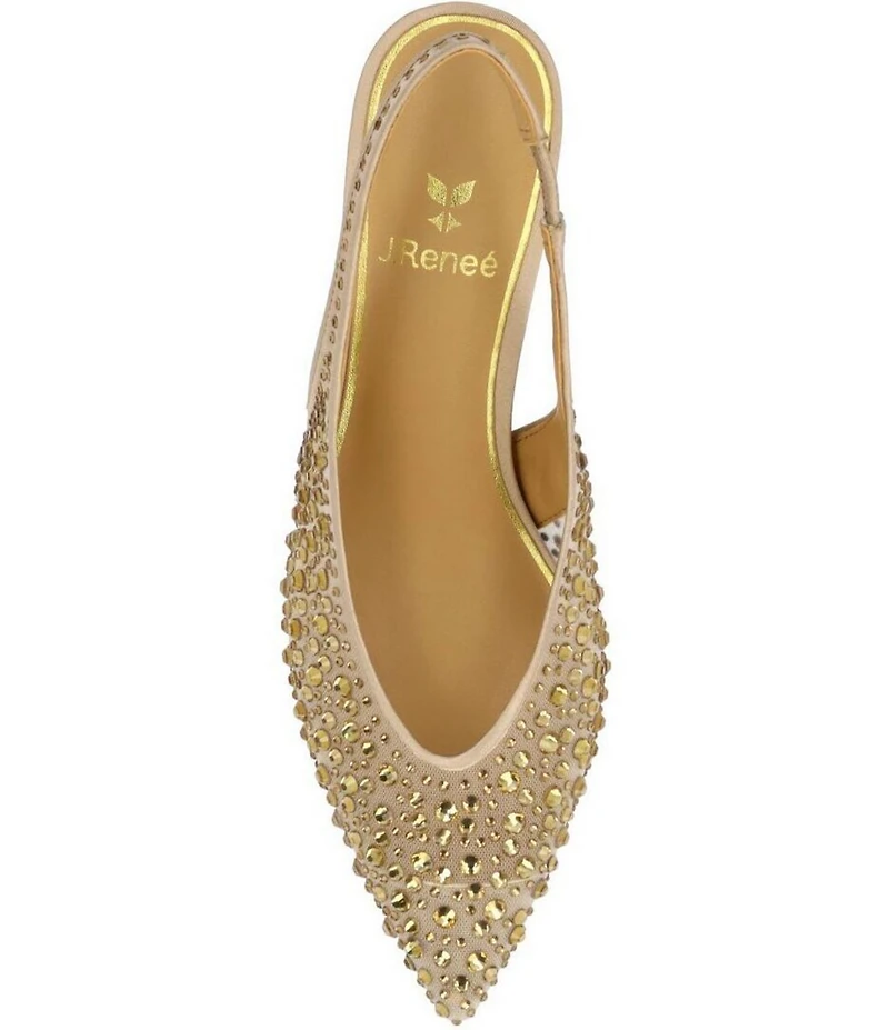 J. Renee Tressa Rhinestone Mesh Slingback Kitten Heel Dress Pumps