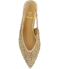 J. Renee Tressa Rhinestone Mesh Slingback Kitten Heel Dress Pumps