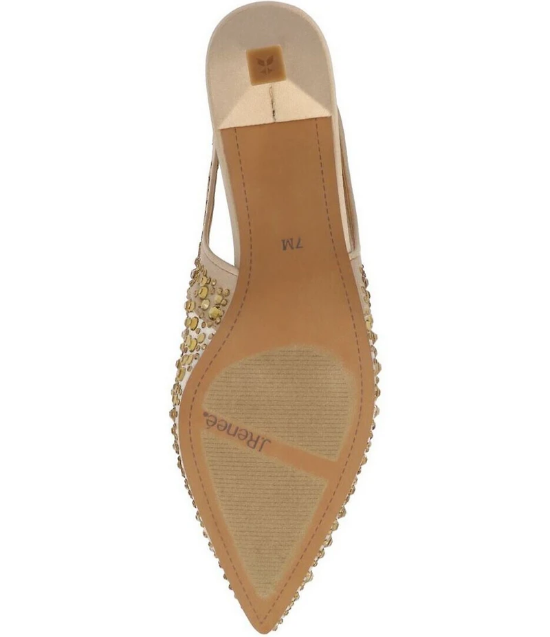 J. Renee Tressa Rhinestone Mesh Slingback Kitten Heel Dress Pumps
