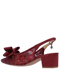 J. Renee Triata Sequin Mesh Satin Bow Sling Back Pumps