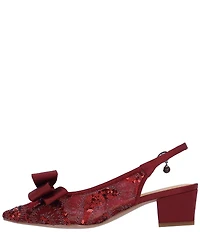 J. Renee Triata Sequin Mesh Satin Bow Sling Back Pumps