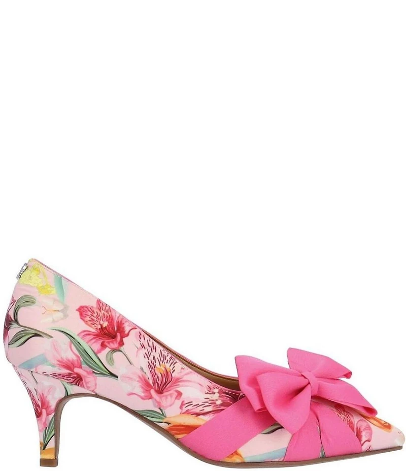 J. Renee Verbena Floral Print Wrapped Bow Dress Pumps