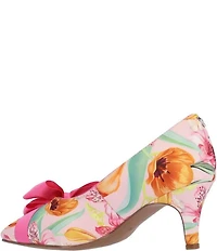 J. Renee Verbena Floral Print Wrapped Bow Dress Pumps