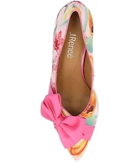 J. Renee Verbena Floral Print Wrapped Bow Dress Pumps