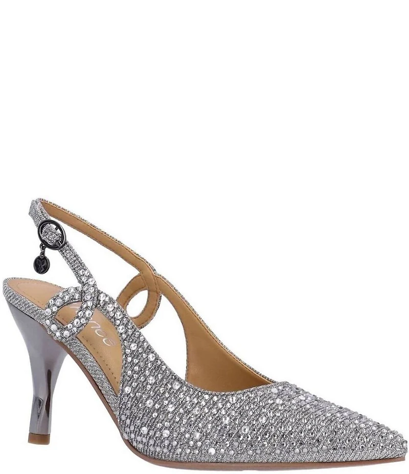 J. Renee Viviene Shimmer Rhinestone Embellished Slingback Pumps