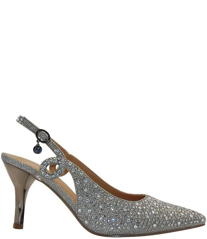 J. Renee Viviene Shimmer Rhinestone Embellished Slingback Pumps