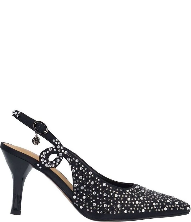 J. Renee Viviene Satin Rhinestone Embellished Slingback Pumps