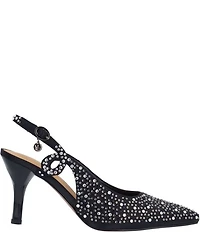J. Renee Viviene Satin Rhinestone Embellished Slingback Pumps