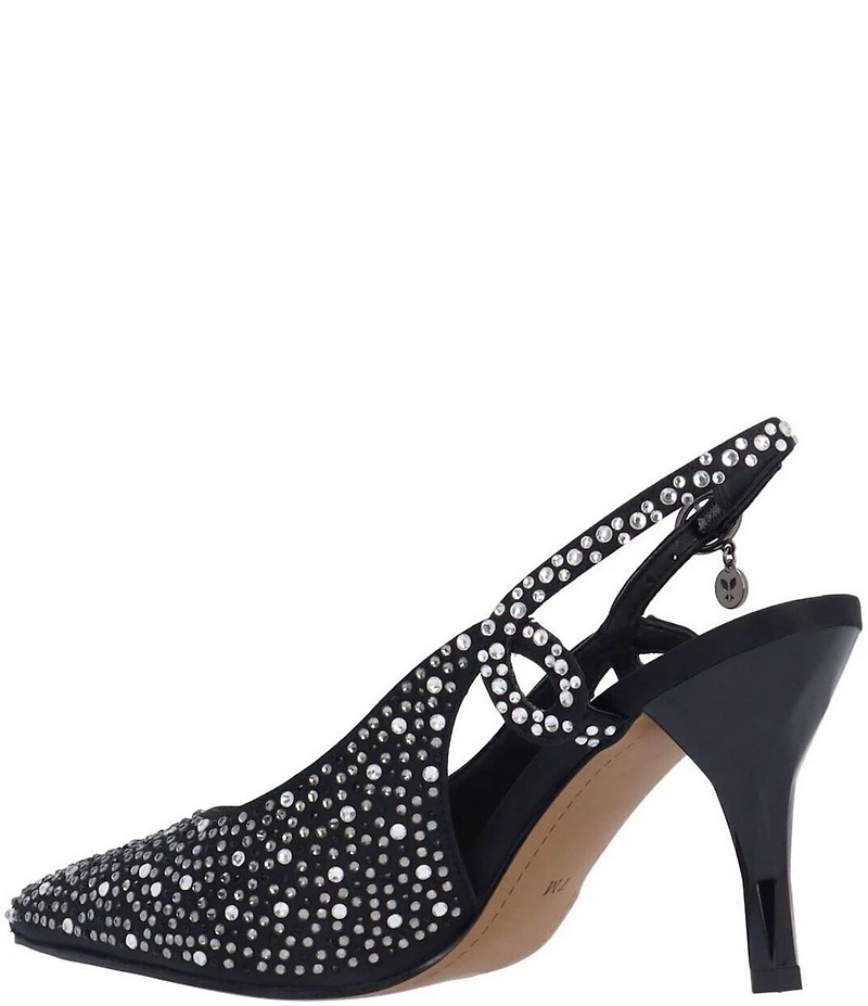 J. Renee Viviene Satin Rhinestone Embellished Slingback Pumps