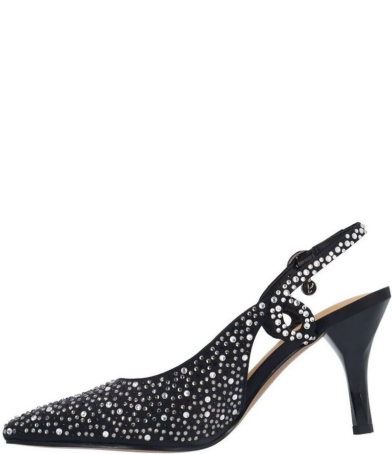 J. Renee Viviene Satin Rhinestone Embellished Slingback Pumps