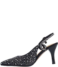 J. Renee Viviene Satin Rhinestone Embellished Slingback Pumps