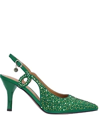 J. Renee Viviene Satin Rhinestone Embellished Slingback Pumps
