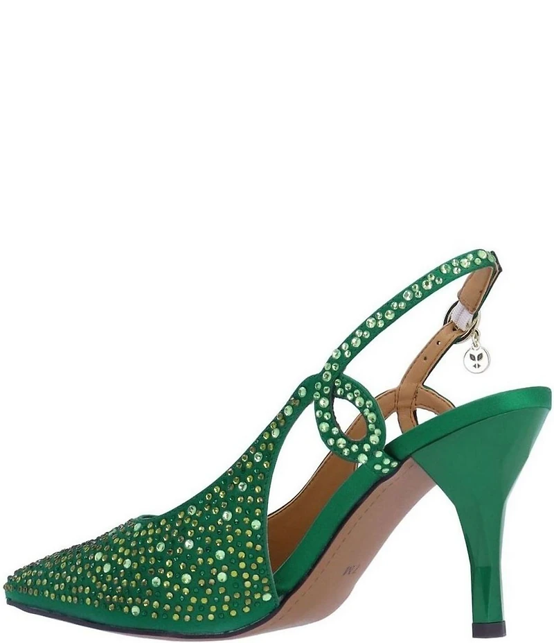 J. Renee Viviene Satin Rhinestone Embellished Slingback Pumps