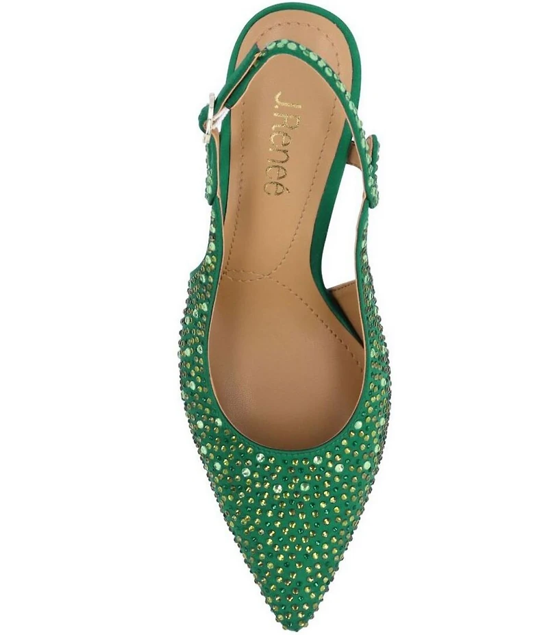 J. Renee Viviene Satin Rhinestone Embellished Slingback Pumps