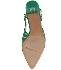 J. Renee Viviene Satin Rhinestone Embellished Slingback Pumps
