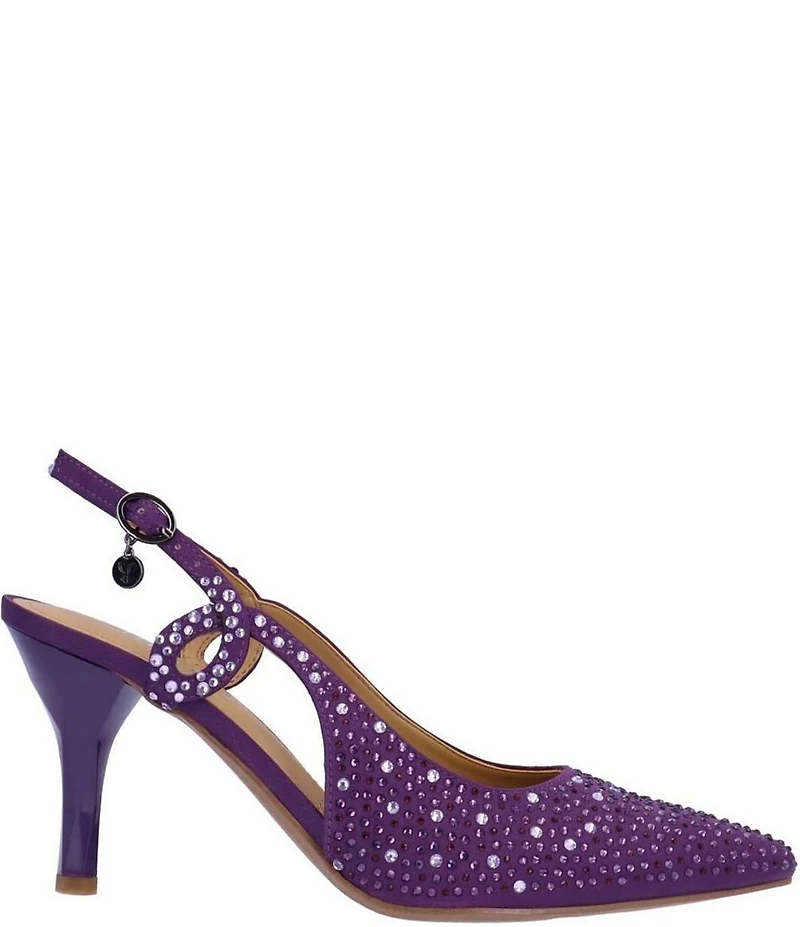 J. Renee Viviene Satin Rhinestone Embellished Slingback Pumps