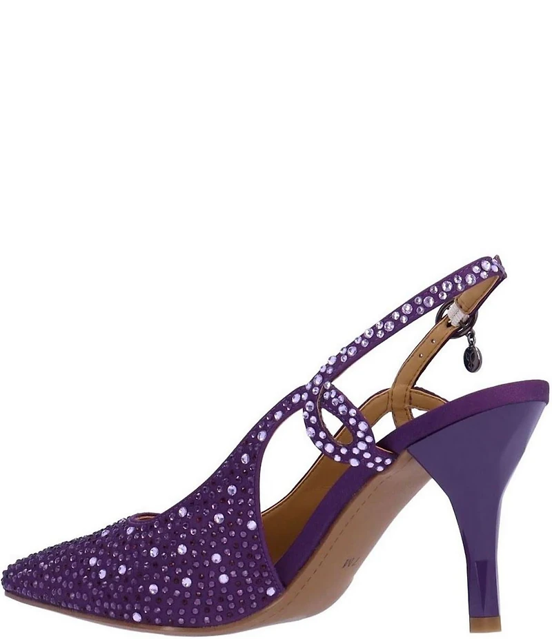 J. Renee Viviene Satin Rhinestone Embellished Slingback Pumps