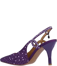 J. Renee Viviene Satin Rhinestone Embellished Slingback Pumps