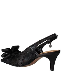 J. Renee Yazmine Fiesta Lace Detail Satin Bow Sling Pumps