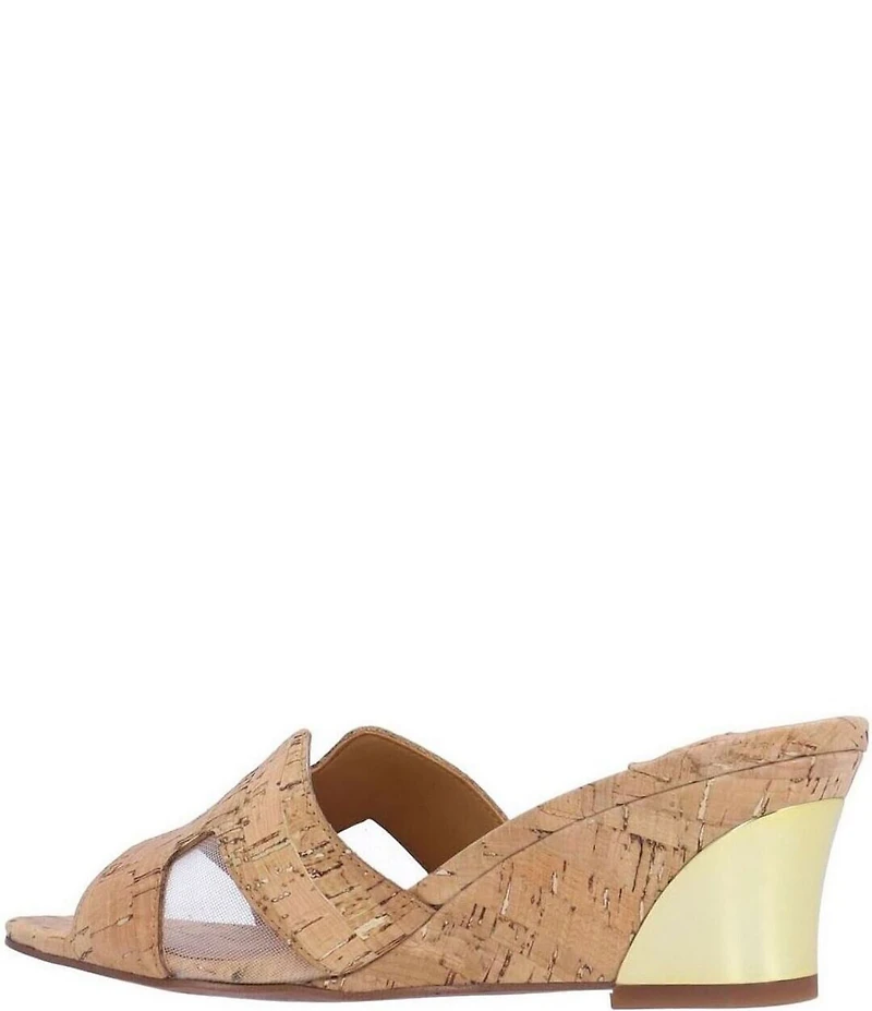 J. Renee Zahra Cork Mesh Wedge Slide Sandals