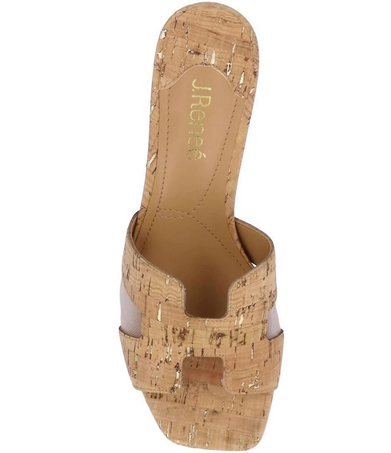 J. Renee Zahra Cork Mesh Wedge Slide Sandals