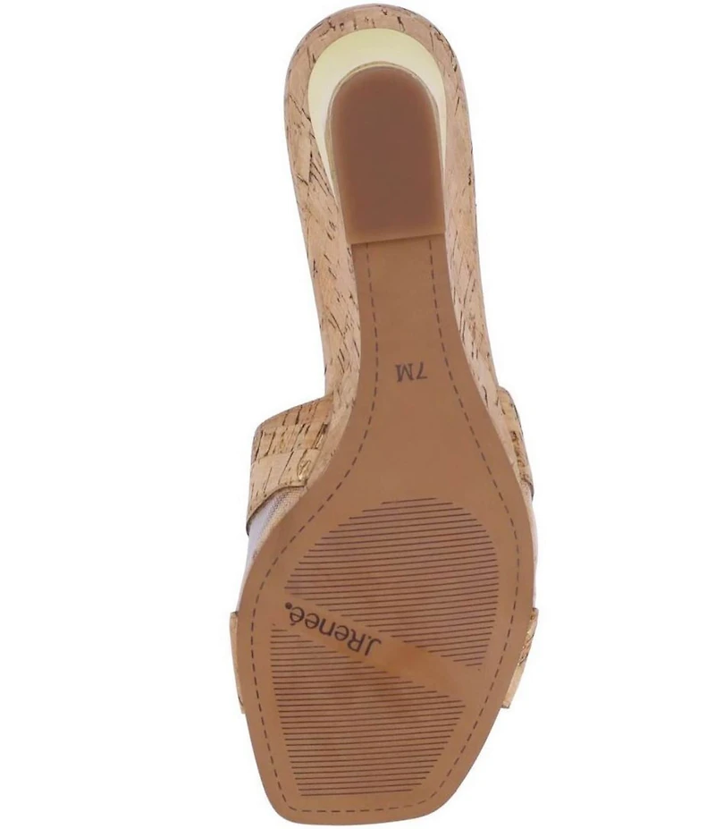 J. Renee Zahra Cork Mesh Wedge Slide Sandals