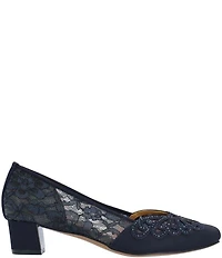 J. Renee Zofia Lace Rhinestone Block Heel Pumps