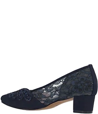 J. Renee Zofia Lace Rhinestone Block Heel Pumps