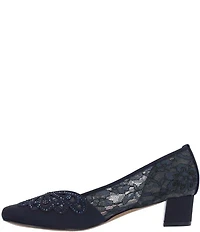 J. Renee Zofia Lace Rhinestone Block Heel Pumps