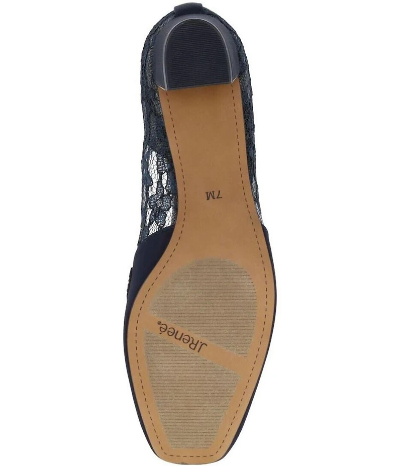 J. Renee Zofia Lace Rhinestone Block Heel Pumps