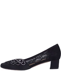 J. Renee Zofia Satin Lace Detail Rhinestone Butterfly Pumps