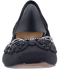 J. Renee Zofia Satin Lace Detail Rhinestone Butterfly Pumps