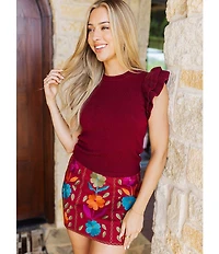 J.Marie Annie Ruffle Cap Sleeve Sweater