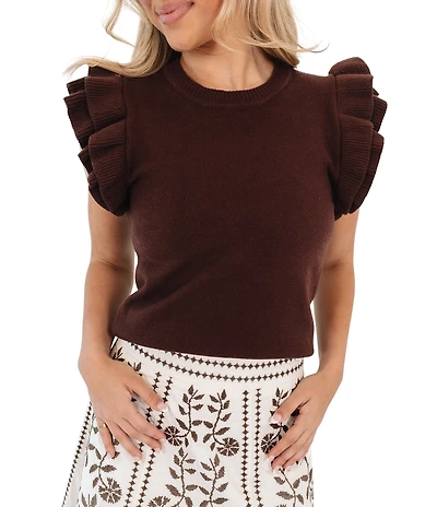 J.Marie Annie Ruffle Cap Sleeves Sweater