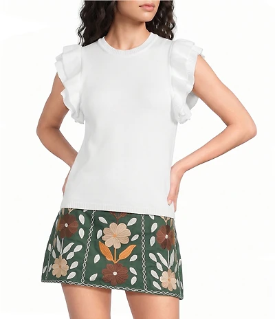 J.Marie Annie Scoop Neck Ruffle Sleeve Sweater