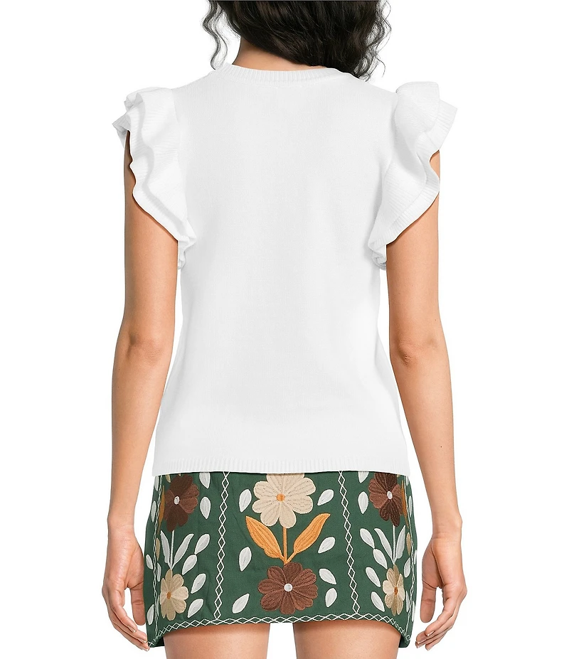 J.Marie Annie Scoop Neck Ruffle Sleeve Sweater