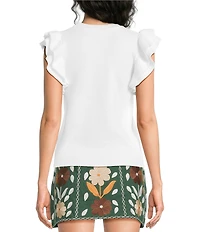 J.Marie Annie Scoop Neck Ruffle Sleeve Sweater