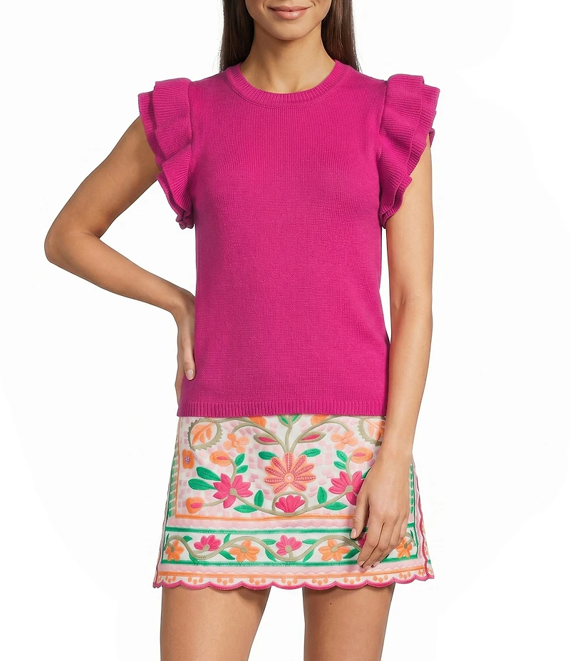 J.Marie Annie Scoop Neck Ruffle Sleeve Sweater