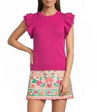 J.Marie Annie Scoop Neck Ruffle Sleeve Sweater