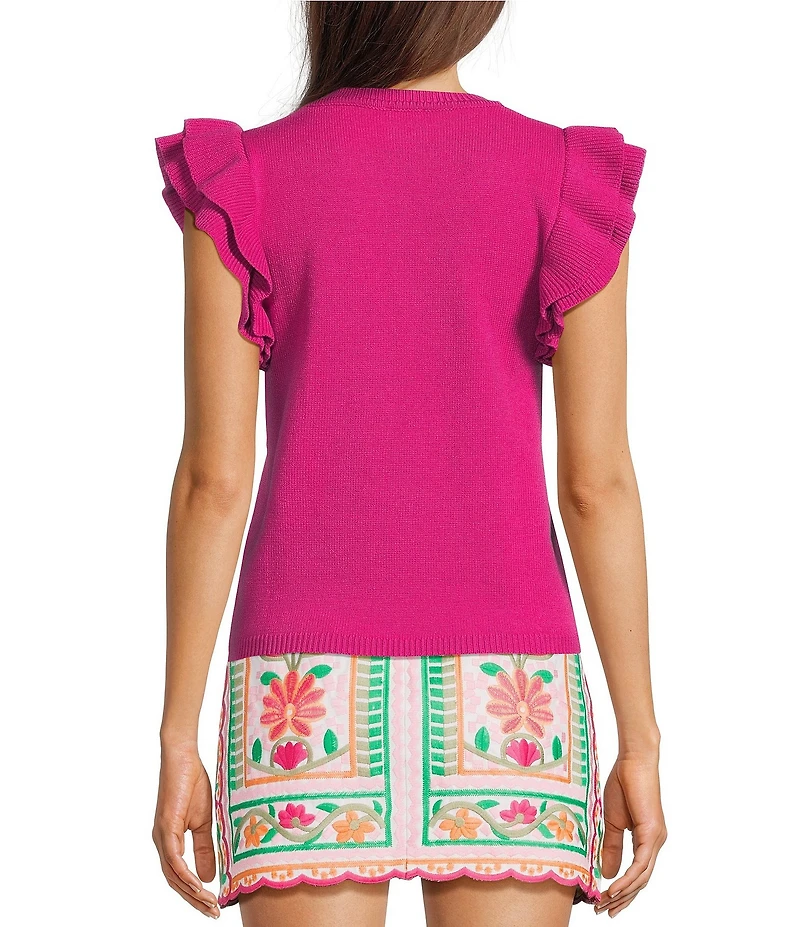 J.Marie Annie Scoop Neck Ruffle Sleeve Sweater