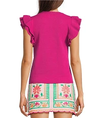 J.Marie Annie Scoop Neck Ruffle Sleeve Sweater