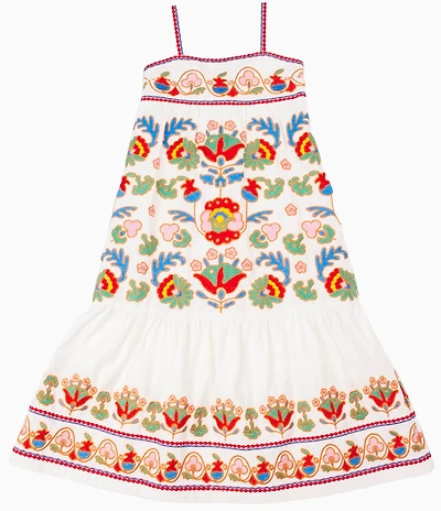 J.Marie Big Girls Landon Embroidered Tiered Dress
