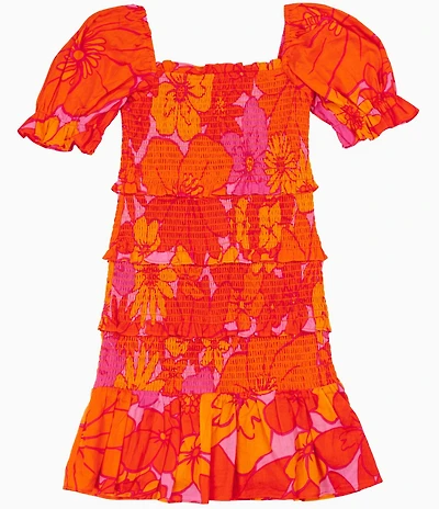 J.Marie Big Girls Lizzie Puff Sleeve Printed Dress