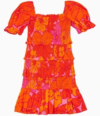 J.Marie Big Girls Lizzie Puff Sleeve Printed Dress