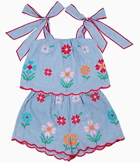 J.Marie Big Girls Tristen Embroidered Shorts
