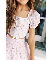 J.Marie Big Girls Adeline Floral Print Tiered Ruched Mini Skirt