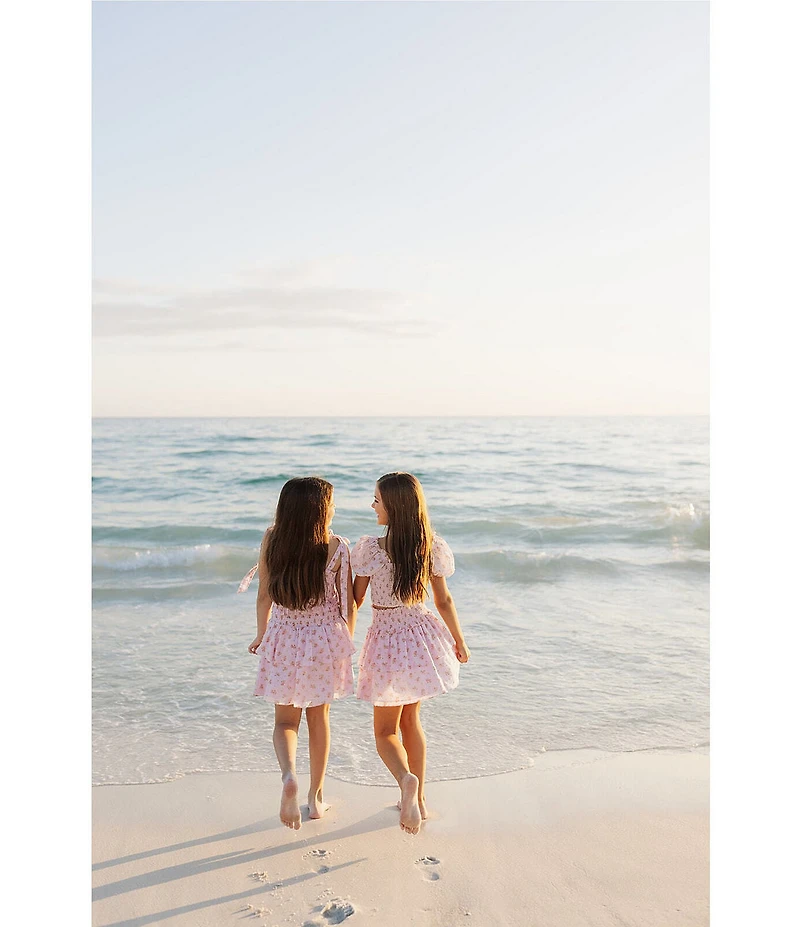 J.Marie Big Girls Adeline Floral Print Tiered Ruched Mini Skirt