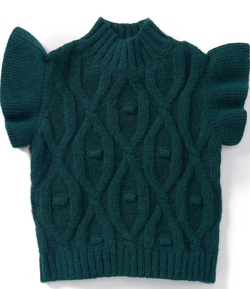 J.Marie Big Girls Elliot Ribbed Tiered Ruffle Cap Sleeve Sweater Tank