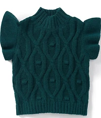 J.Marie Big Girls Elliot Ribbed Tiered Ruffle Cap Sleeve Sweater Tank